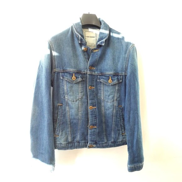 Nano Universe Jacket XS Blue Denim Jean Adult Trucker Japanese Streetwear RARE‎ - Picture 1 of 12